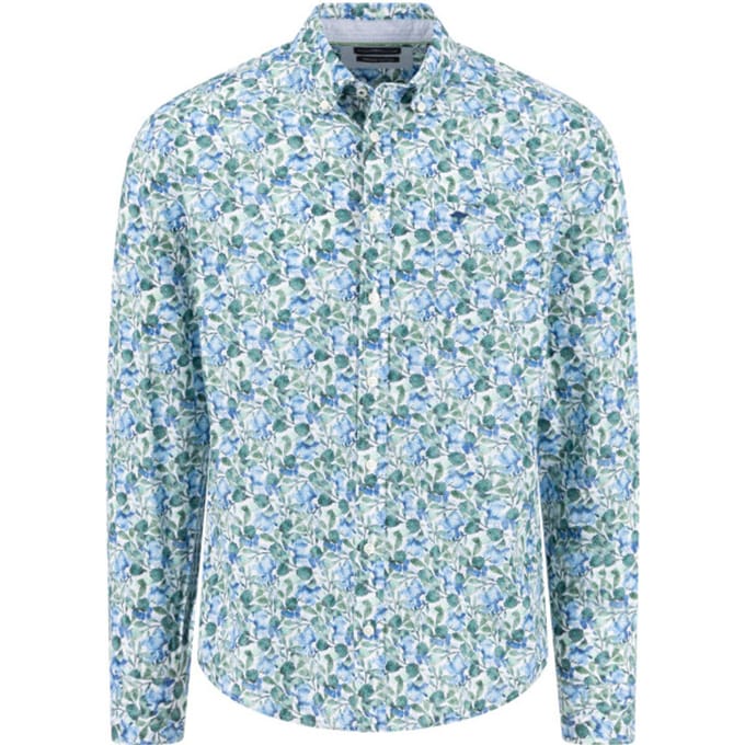 Fynch-Hatton Overhemd Premium Cotton Leaves Pattern Button-Down Avocado / male