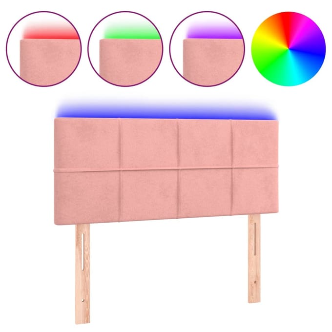vidaXL - Hoofdbord - LED - 80x5x78/88 - cm - fluweel - roze