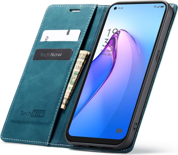 Hoesje geschikt voor Oppo Reno 8 - Book Case Leer Slimline Blauw