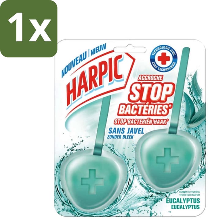 Harpic - Toiletblok - Eucalyptus - Zonder Bleek - 2 Blokjes - 1 stuk