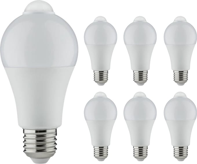 Sensor LED Lampen E27 met bewegingsmelder en daglichtsensor - 3 meter bereik - 6 stuks - Lamp