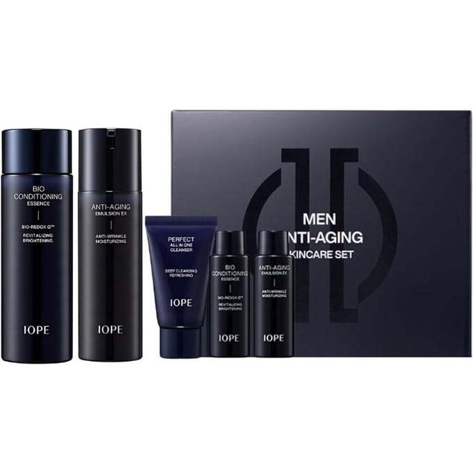 Iope Men Anti-Aging Skincare Set 5 items + RANDOM GIFT gray