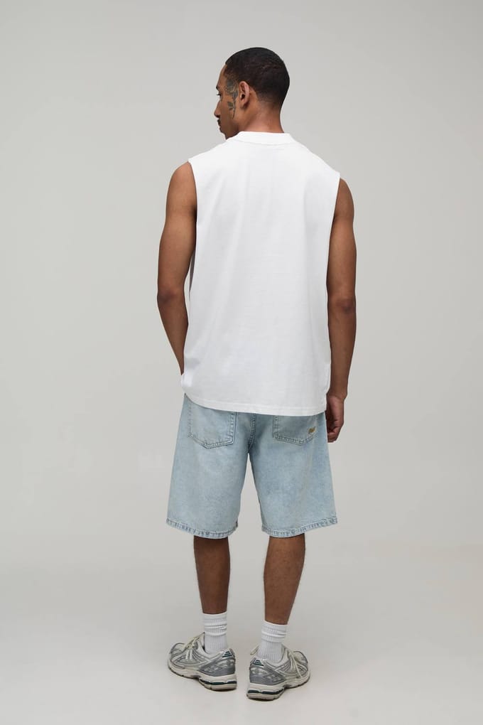 Wit Oversized Tanktop Met Miami Print | White | Size Medium