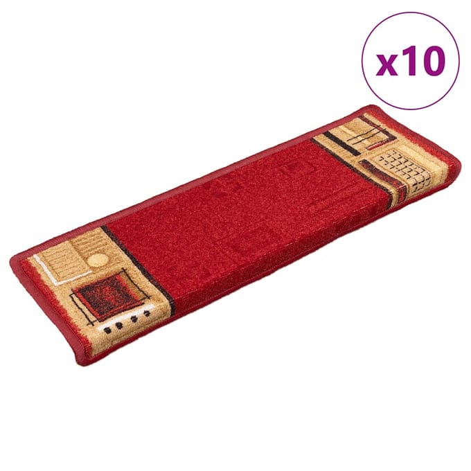 vidaXL - Trapmatten - zelfklevend - 10 - st - 65x21x4 - cm - rood