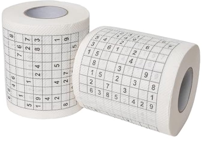 Grappig Toiletpapier met Sudoku - 2 Rollen, 20 Puzzels als Verjaardagsdecoratie