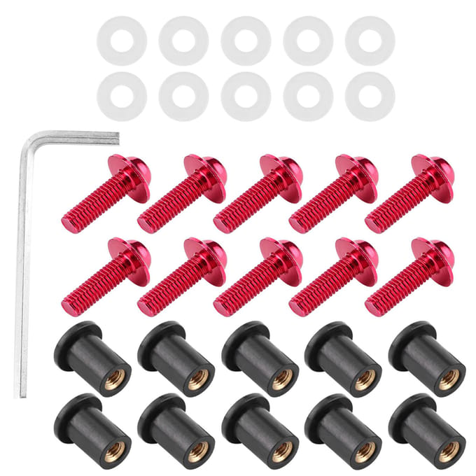 10 stuks Motorfiets Windschroeven Moeren Ringetjes Universele Motorfiets Kuipmontagekit Red