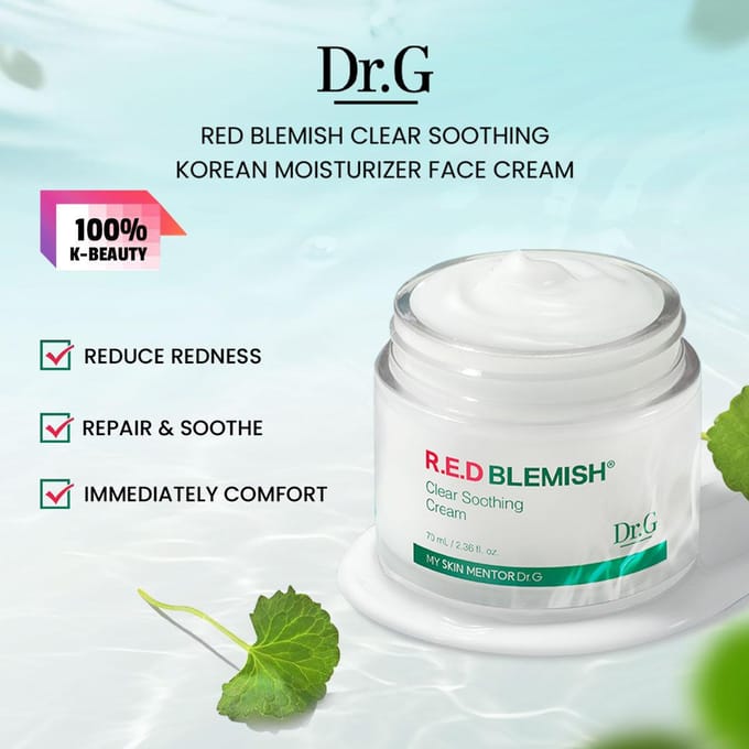 Dr.G Red Blemish Clear Soothing Korean Moisturizer Face Cream 70ml white