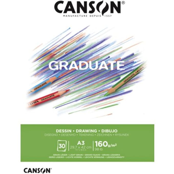 Tekenpapier canson graduate drawing 30vel 160gr a3 Helderwit