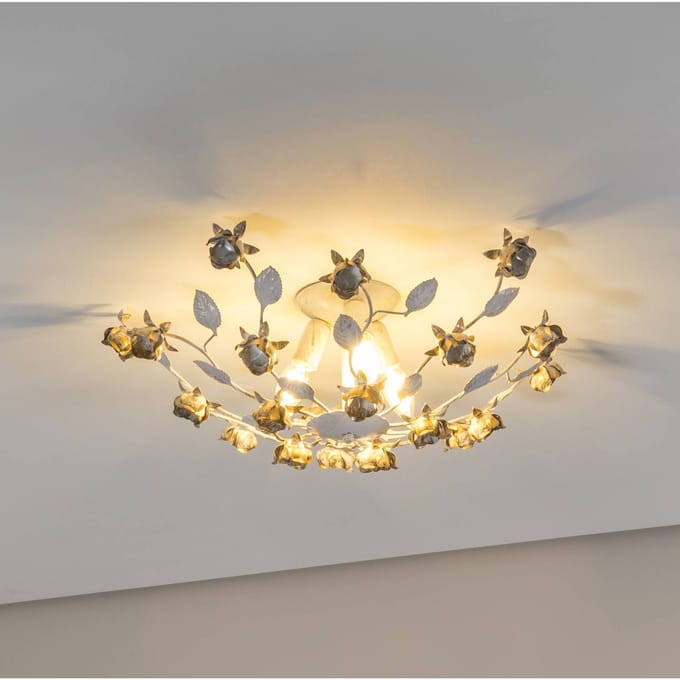 ONLI Carolina plafondlamp, ivoorkleurig, 3-lamps, ijzer