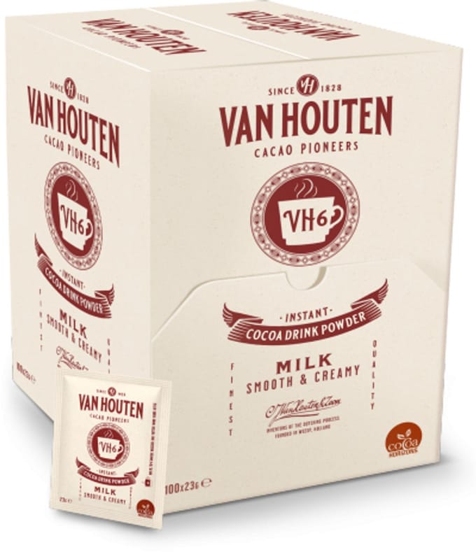 Van Houten Cacao - 100 sachets x 23 gram in dispenser - instant chocolademelk