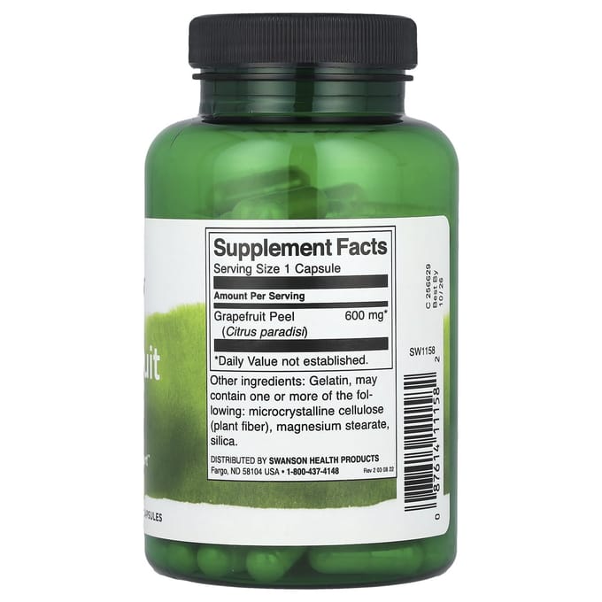 Grapefruitschil, 600 mg, 120 Capsules