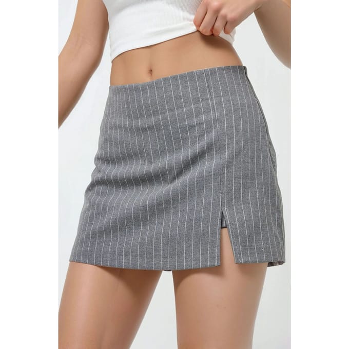 Gestreepte Mini Skorts met Split Detail