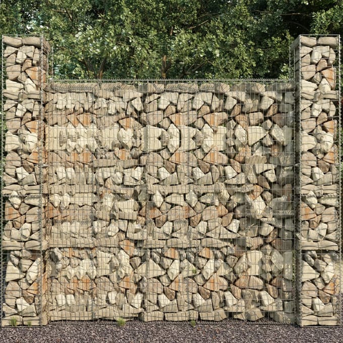 vidaXL - Schanskorven - 3 - st - 25x25x197 - cm - gegalvaniseerd - staal