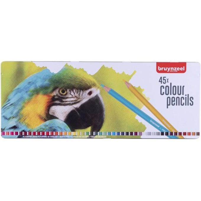 Kleurpotloden Bruynzeel Creatives papegaai assorti blik à 45 stuks