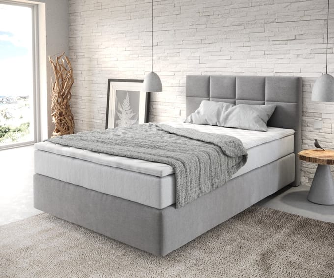 Boxspringbed Dream-Fine Microvezel Grijs 120x200 cm met TFK Matras en Visco Topper