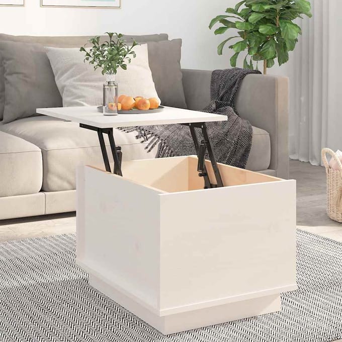 vidaXL - Salontafel - 40x50x35 - cm - massief - grenenhout - wit