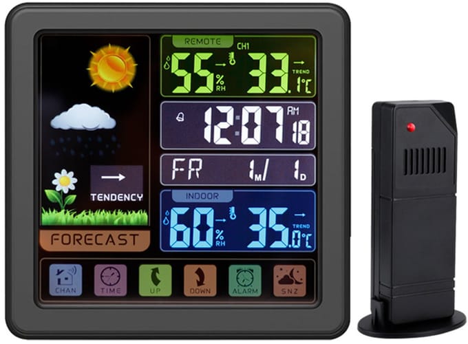 Weerstation draadloos binnen buiten met thermometer / atoomklok