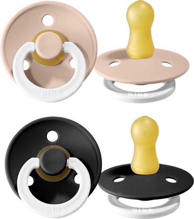 BIBS fopspeen set van 2 - GLOW BLUSH + GLOW BLACK - Maat 2 - T2 Leeftijd: 6-18 maanden