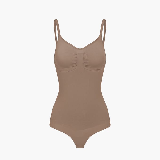 cfab - Corrigerende bodysuit met koordjes - Caramel - 5XL - Corrigerende Body - Naadlos - corrigerend ondergoed dames