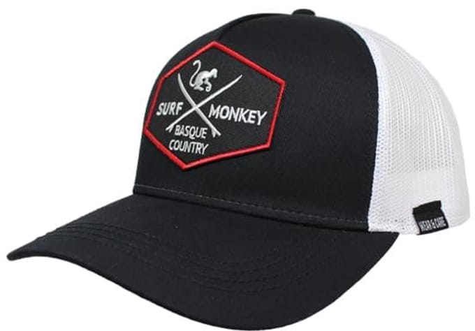 Surf Monkey - Trucker Cap - 5 Panel - One Size - Organisch Cotton - Zwart-wit