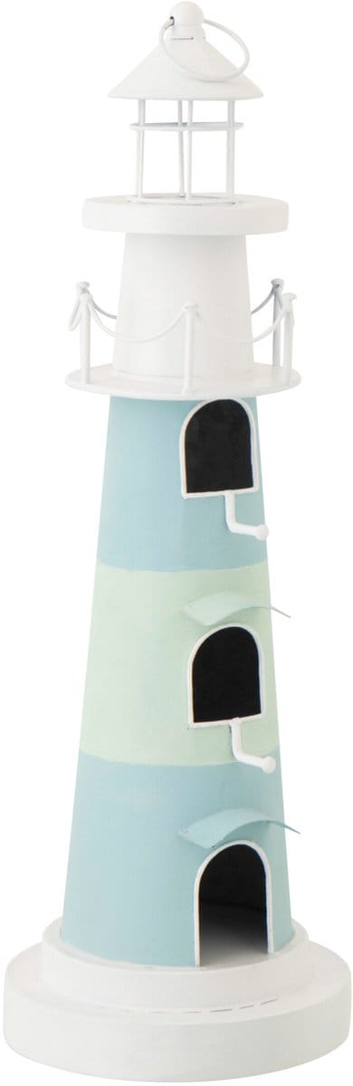 J-Line vogelhuisje Vuurtoren - metaal - lichtblauw/wit