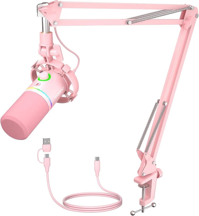 Dynamische Microfoon Kit - USB XLR Microfoon - Streaming Podcasting - Software Controle - 42x16x9.5cm - Roze