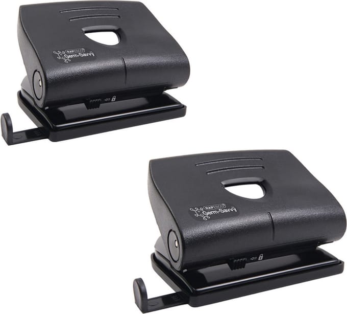 2 stuks Perforator 2-gaats Antibacterieel 22 vel Zwart
