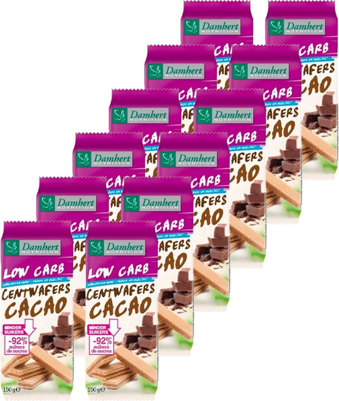 Damhert | Minder Suikers | Centwafers Cacao | 12 stuks | 12 x 100g