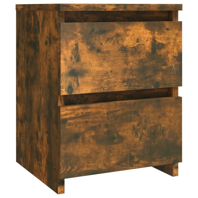 vidaXL - Nachtkastje - Gerookt - Eiken - 30x30x40 - cm - Engineered - Wood