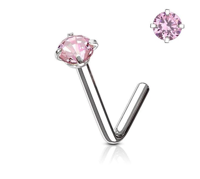 Neusstud Sterling Zilver met rond gekleurd Roze 3 stuks (1.5mm)