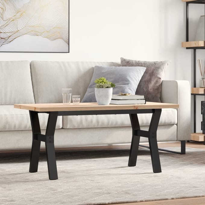 vidaXL - Salontafel - Y-frame - 100x50x45,5 - cm - grenenhout - en - staal