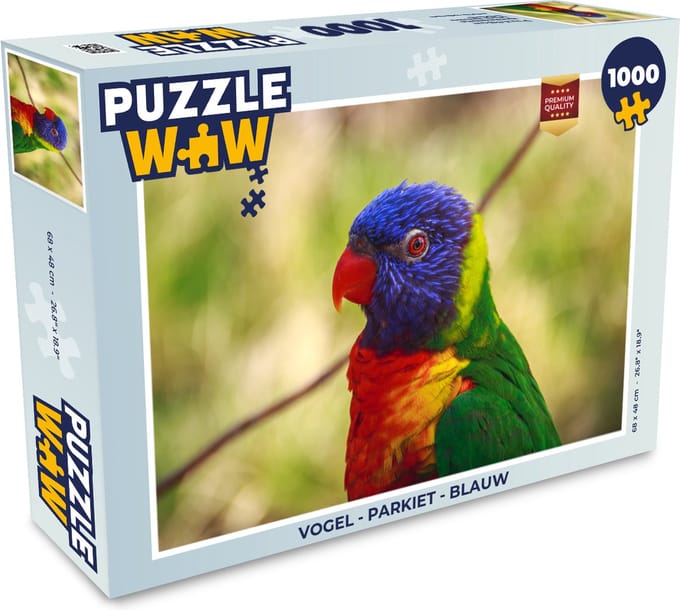 Puzzel Vogel - Parkiet - Blauw - Legpuzzel - Puzzel 1000 stukjes volwassenen