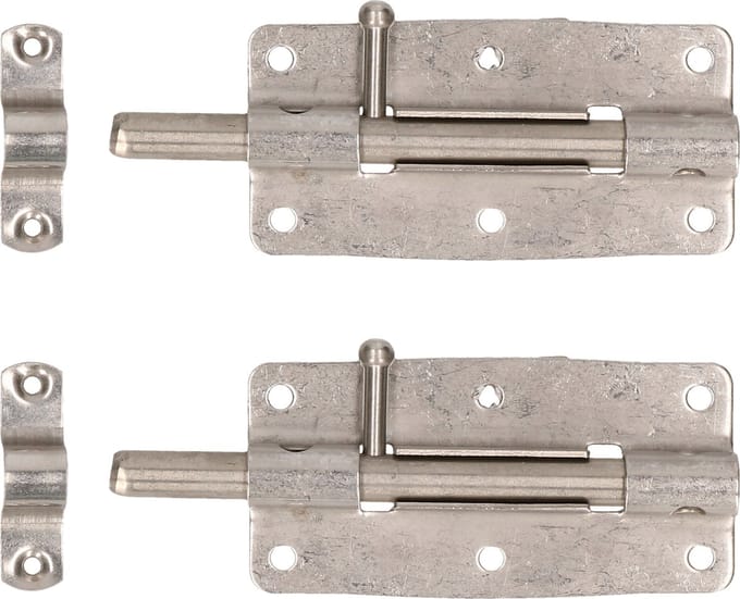 Deltafix schuifslot/plaatgrendel - 2x - 10 x 5cm - RVS - deur - schutting - hek