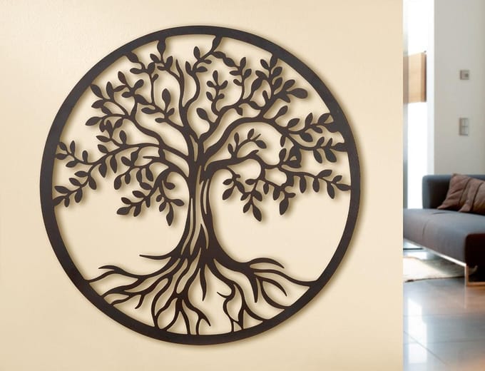 Levensboom metaal- 60x60 - wanddecoratie - Muurdecoratie - Metaal - roestbruin