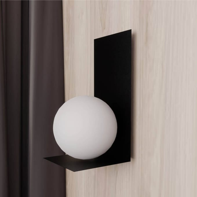 Emibig Rudersdal wandlamp zwart met witte bol in glas E14 - Perfecte verlichting voor elke ruimte