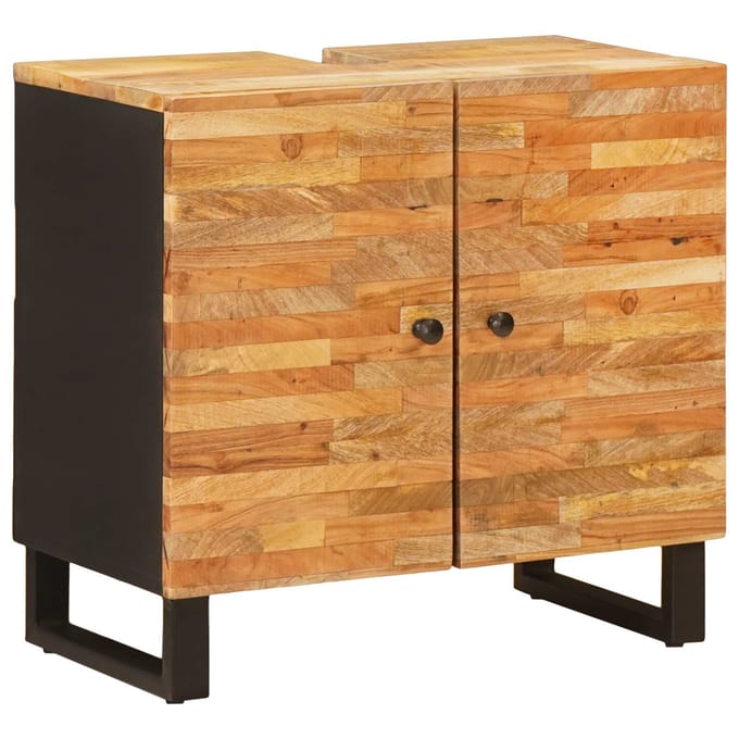 vidaXL - Badkamer - Sets - 2 - st - Naturel - Massief - Mango - Hout