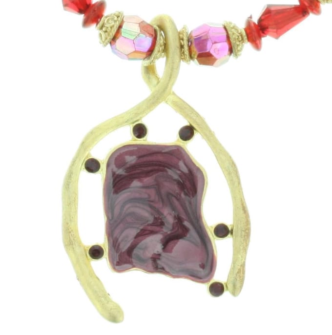 Behave - Rode Ketting met Marmer Hanger - 51 cm