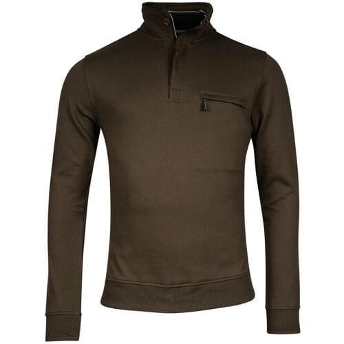 Baileys Trui Half Zip Allover Honeycomb Piqué Sweat Donker Groen / male