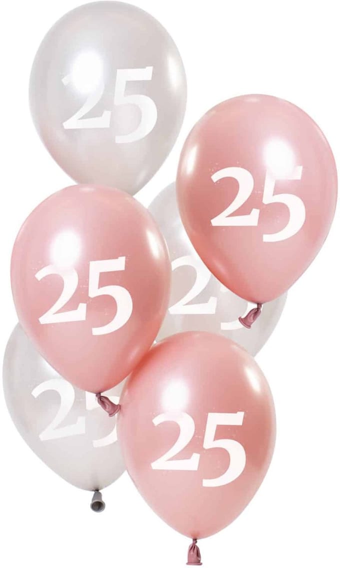 Folat - Ballonnen Glossy Pink 25 Jaar (6 stuks)