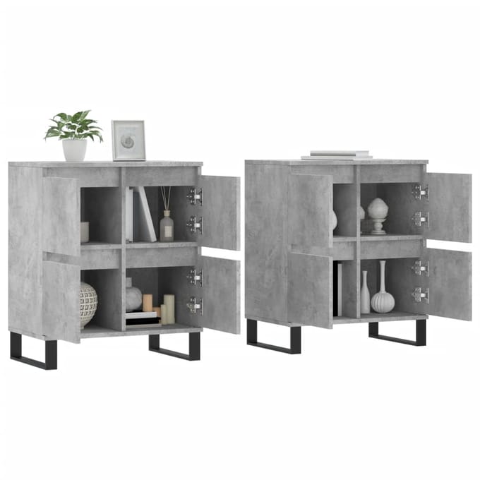 vidaXL - Dressoirs - 2 - st - bewerkt - hout - betongrijs