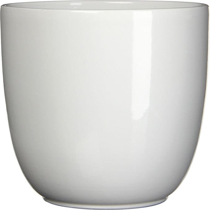 Mica Decorations Bloempot/plantenpot - wit - keramiek - D14 cm x H14