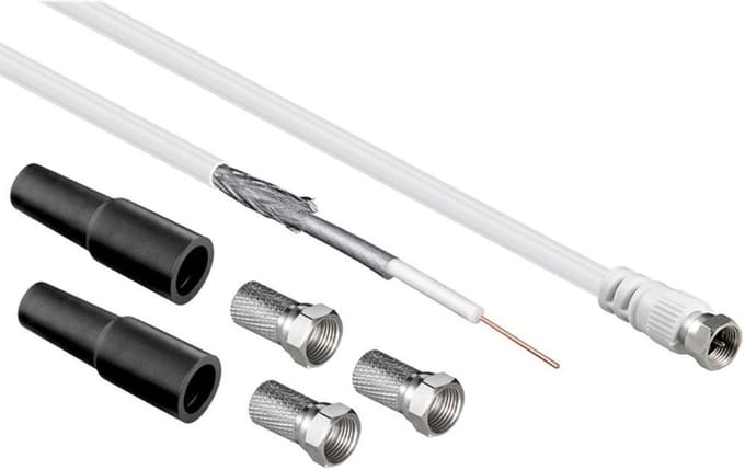 Goobay 100 dB coaxiale antennekabel set, dubbel afgeschermde LNB aansluitkabel met F-stekkers, 20 m