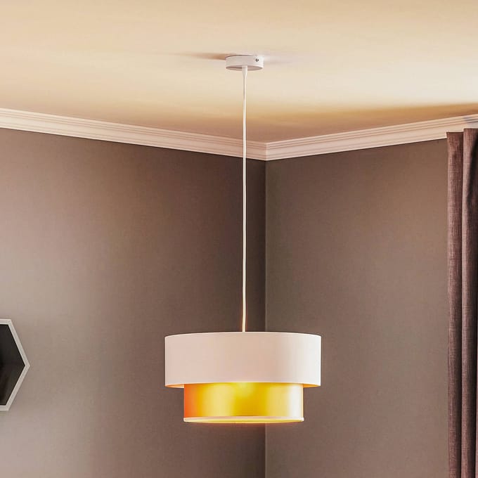Maco Design Hanglamp Dorina, crème/goud Ø 40 cm