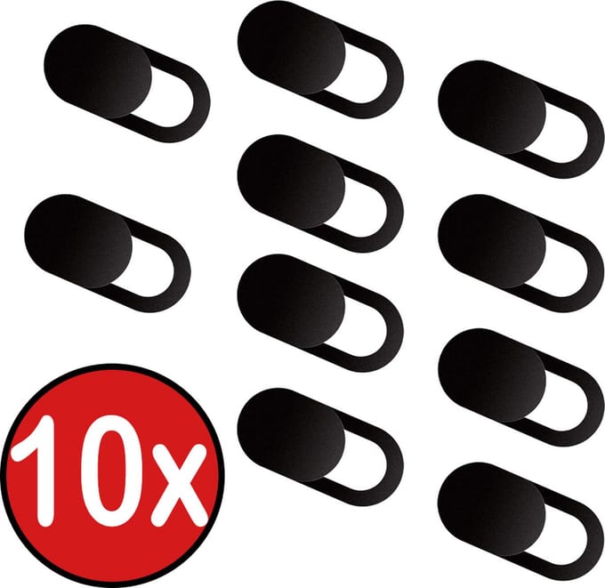 Webcam Cover Privacy Schuif Universeel Camera Cover Webcam Schuifje Zwart - 10 PACK