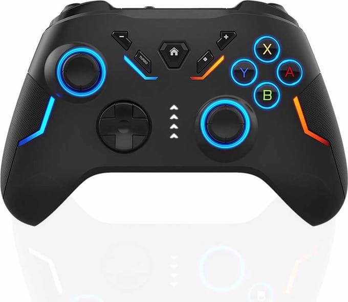 Pro Controller Draadloos-RGB Verlichting- Nintendo Switch Controller Compatibel met Switch/Switch Lite/Switch OLED/IOS/Android/Windows. Draadloos Switch Pro-controller met LED-kleurlicht/Dual shock/Turbo/Motion Control- Cadeau voor Vaderdag