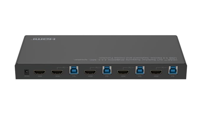 4K@60Hz HDMI KVM-switch, 4x1 4:4:4, USB 3.0