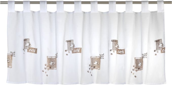 Elbersdrucke Bistro Gordijn 48x140 cm wit-bruin transparant