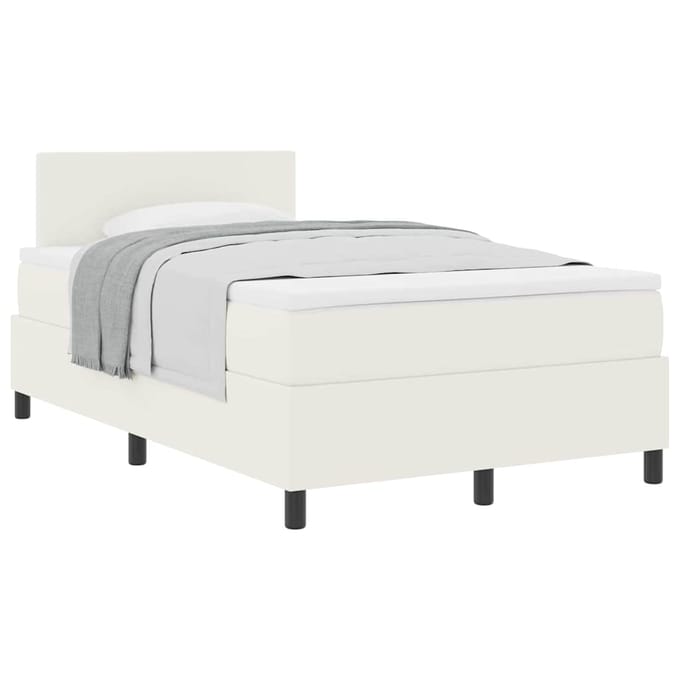 vidaXL - Boxspring - bed - Crème - en - Wit - 120 - x - 200 - cm - Corduroy - stof