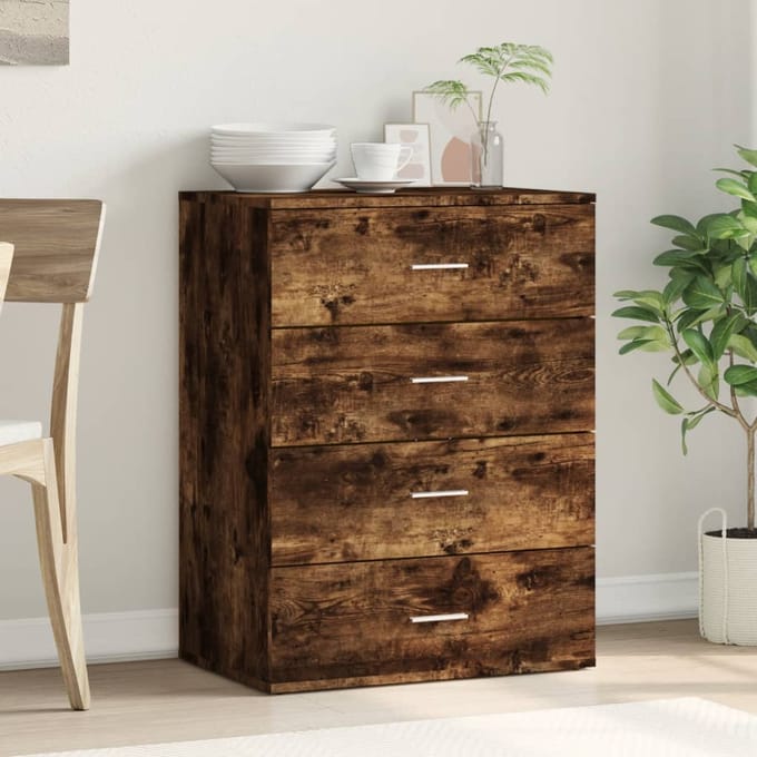 vidaXL - Dressoir - 60x39x80 - cm - bewerkt - hout - gerookt - eikenkleurig
