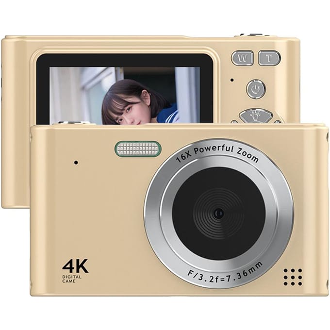 Appareil photo numérique 4K caméscope caméra vidéo numérique 48MP écran 2.4 pouces Zoom numérique 16X Anti-secousse or